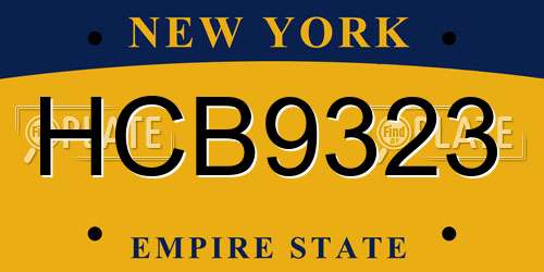 HCB9323 New York License Plate