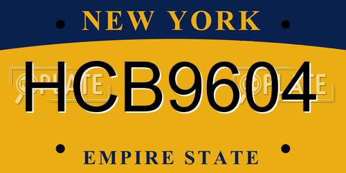 HCB9604 New York License Plate