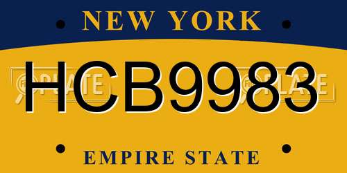 HCB9983 New York License Plate