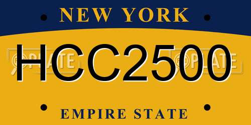 HCC2500 New York License Plate
