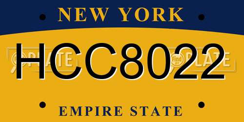 HCC8022 New York License Plate