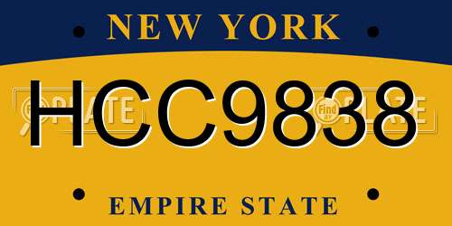 HCC9838 New York License Plate