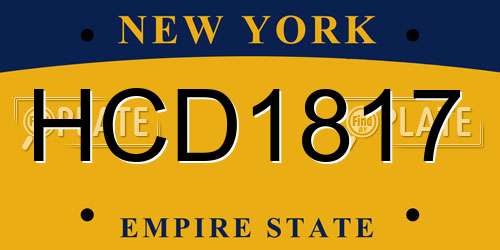 HCD1817 New York License Plate