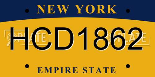 HCD1862 New York License Plate