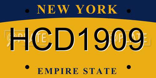 HCD1909 New York License Plate