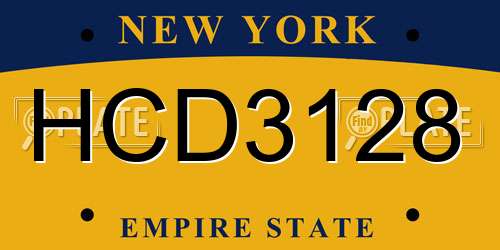 HCD3128 New York License Plate