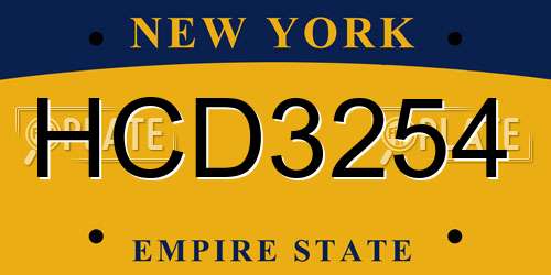HCD3254 New York License Plate