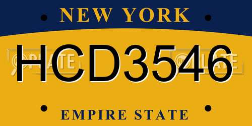 HCD3546 New York License Plate