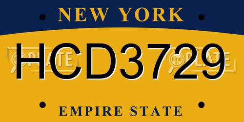 HCD3729 New York License Plate