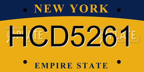 HCD5261 New York License Plate