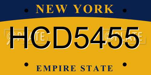 HCD5455 New York License Plate