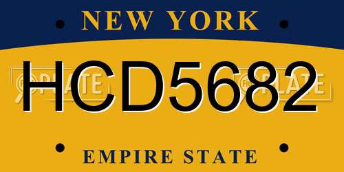 HCD5682 New York License Plate