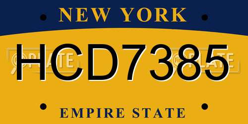 HCD7385 New York License Plate