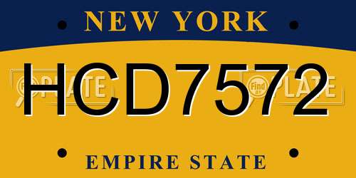 HCD7572 New York License Plate