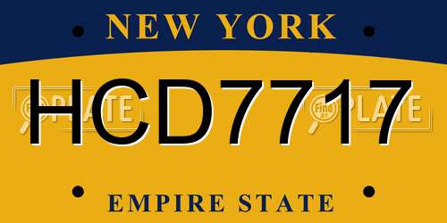 HCD7717 New York License Plate