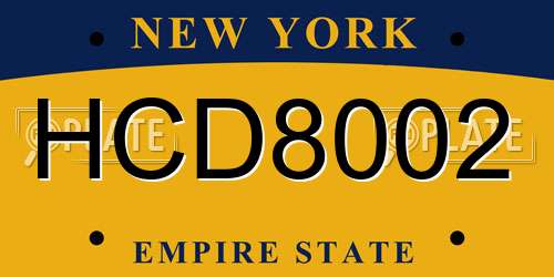 HCD8002 New York License Plate