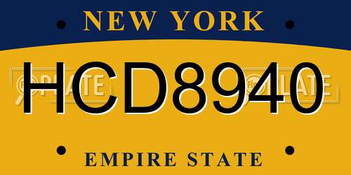 HCD8940 New York License Plate