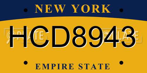 HCD8943 New York License Plate