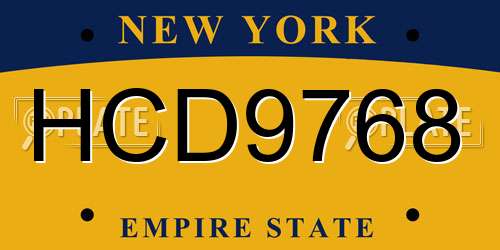 HCD9768 New York License Plate