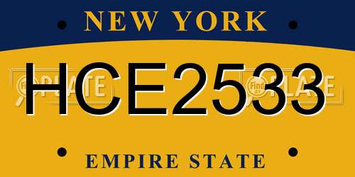 HCE2533 New York License Plate