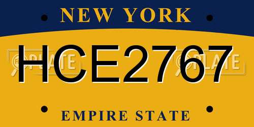 HCE2767 New York License Plate
