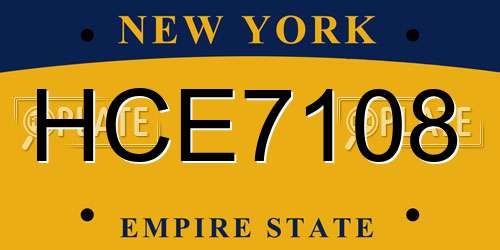 HCE7108 New York License Plate