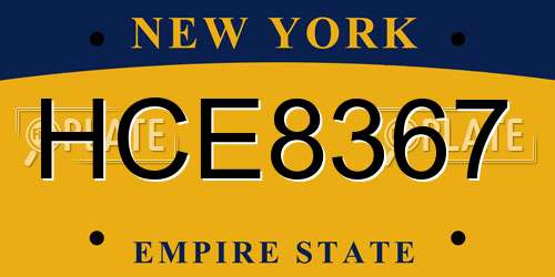 HCE8367 New York License Plate