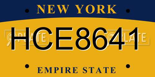 HCE8641 New York License Plate