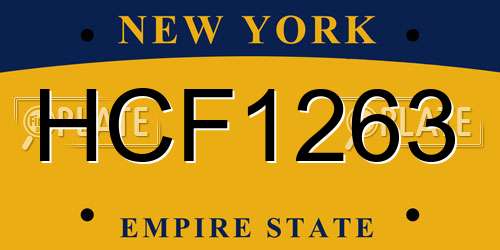 HCF1263 New York License Plate