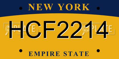 HCF2214 New York License Plate