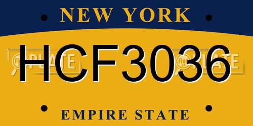 HCF3036 New York License Plate