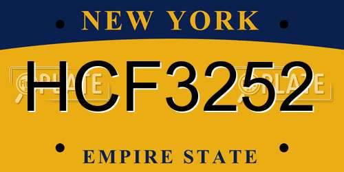 HCF3252 New York License Plate