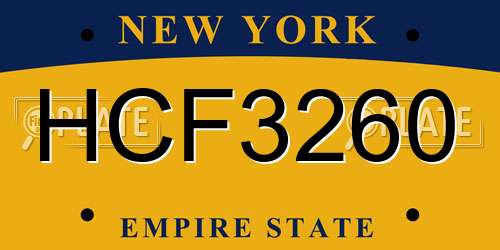 HCF3260 New York License Plate