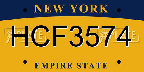 HCF3574 New York License Plate