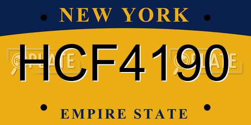 HCF4190 New York License Plate