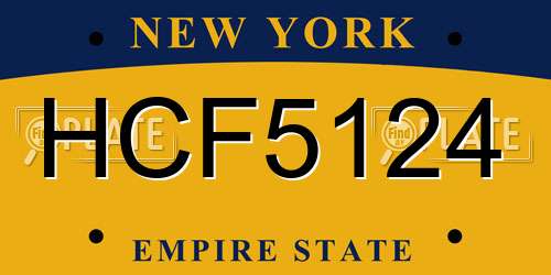 HCF5124 New York License Plate