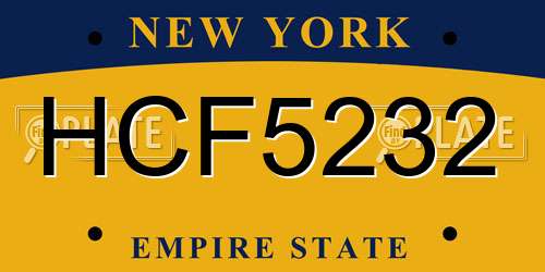 HCF5232 New York License Plate