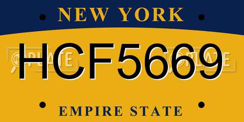 HCF5669 New York License Plate