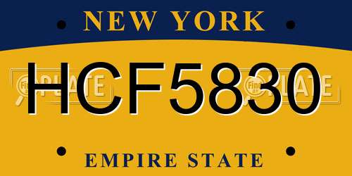 HCF5830 New York License Plate