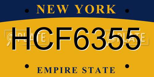 HCF6355 New York License Plate