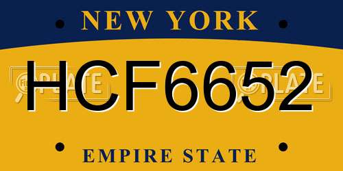 HCF6652 New York License Plate