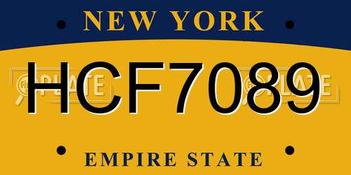 HCF7089 New York License Plate