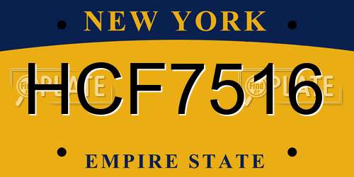 HCF7516 New York License Plate