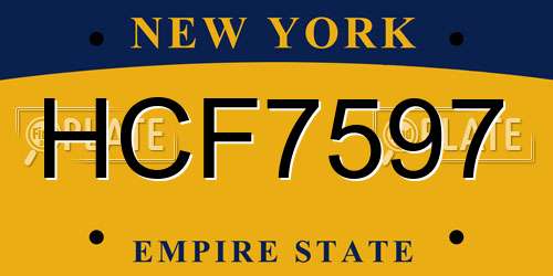 HCF7597 New York License Plate