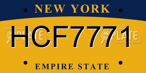 HCF7771 New York License Plate