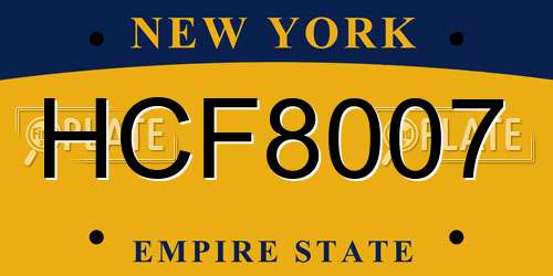 HCF8007 New York License Plate