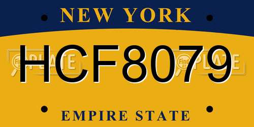 HCF8079 New York License Plate
