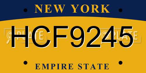 HCF9245 New York License Plate