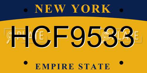 HCF9533 New York License Plate