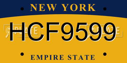 HCF9599 New York License Plate